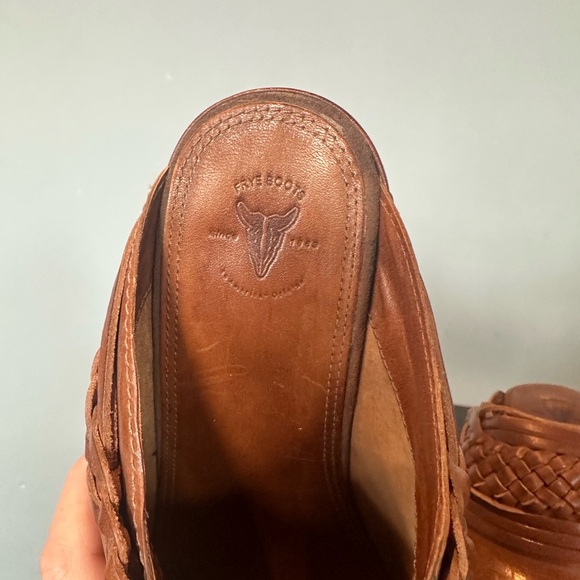 Frye Brown Leather Mules with Perforated Design - Picture 5 of 6
